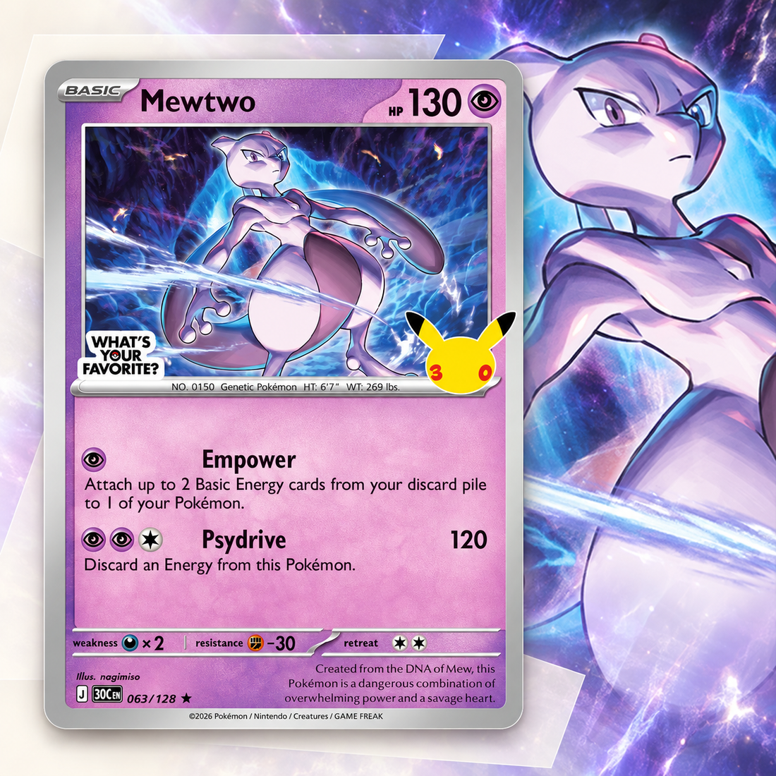Mewtwo's 30th Anniversary Stamp Arrives in October